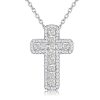 Halo Cushion Cut Cross Necklace - Sterling Silver with Cubic Zirconia