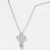 Halo Cushion Cut Cross Necklace - Sterling Silver with Cubic Zirconia