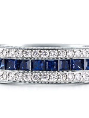 Milgrain Sterling Silver Triple Row Wedding Band - 4.35 CT. TW.