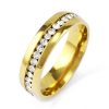 Golden Titanium Wedding Band with White Sapphire - Classic Mens Ring