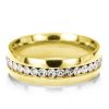 Golden Titanium Wedding Band with White Sapphire - Classic Mens Ring