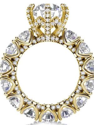 Golden Eternity Engagement Ring - 18K Gold Plated Sterling Silver, Simulated Diamond