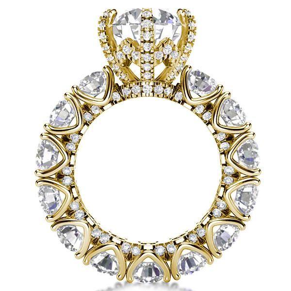 Golden Eternity Engagement Ring - 18K Gold Plated Sterling Silver, Simulated Diamond