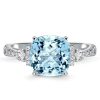 5.00 CT Aquamarine Cushion Cut Ring in Sterling Silver for Women