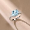 5.00 CT Aquamarine Cushion Cut Ring in Sterling Silver for Women