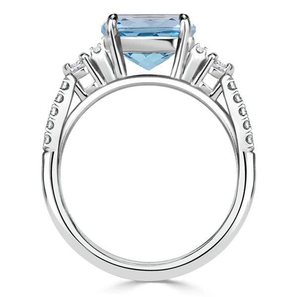 5.00 CT Aquamarine Cushion Cut Ring in Sterling Silver for Women