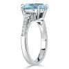 5.00 CT Aquamarine Cushion Cut Ring in Sterling Silver for Women