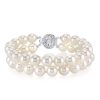 Double Row Natural White Pearl Bracelet | 925 Sterling Silver with Rhodium Finish