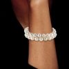 Double Row Natural White Pearl Bracelet | 925 Sterling Silver with Rhodium Finish