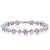 Alternating White & Pink Sapphire Tennis Bracelet in 925 Sterling Silver