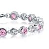 Alternating White & Pink Sapphire Tennis Bracelet in 925 Sterling Silver