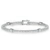 Sterling Silver Round & Baguette Cut CZ Tennis Bracelet for Women - 7.2 CT TW