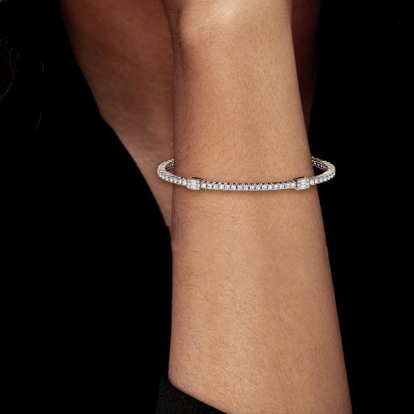 Sterling Silver Round & Baguette Cut CZ Tennis Bracelet for Women - 7.2 CT TW