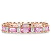 Pink Baguette Eternity Band - 925 Sterling Silver Wedding Ring for Women