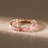 Pink Baguette Eternity Band - 925 Sterling Silver Wedding Ring for Women
