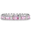 Pink Baguette Eternity Band - 925 Sterling Silver Wedding Ring for Women