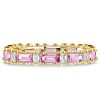 Pink Baguette Eternity Band - 925 Sterling Silver Wedding Ring for Women