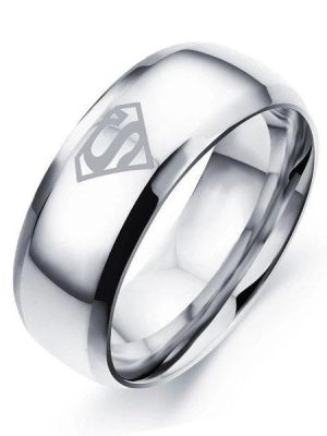 Black Titanium Wedding Band - Unique Ring for Men | Silver Plated