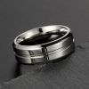 Men's Titanium Wedding Band - Concave-Convex Design - 8MM Silver Ring