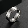 Men's Titanium Wedding Band - Concave-Convex Design - 8MM Silver Ring