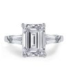 Emerald & White Sapphire Sterling Silver Three Stone Engagement Ring