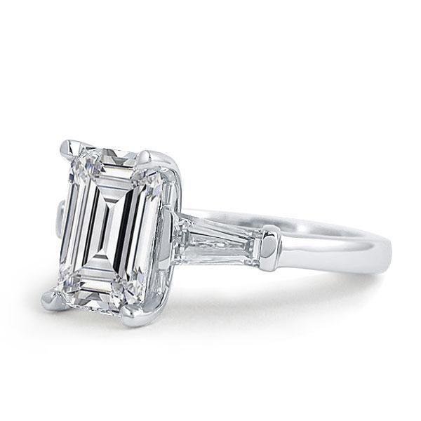 Emerald & White Sapphire Sterling Silver Three Stone Engagement Ring