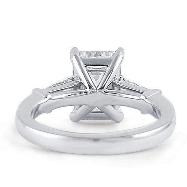 Emerald & White Sapphire Sterling Silver Three Stone Engagement Ring