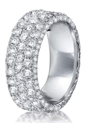 Micropave Eternity Wedding Band - Created White Sapphire - Sterling Silver