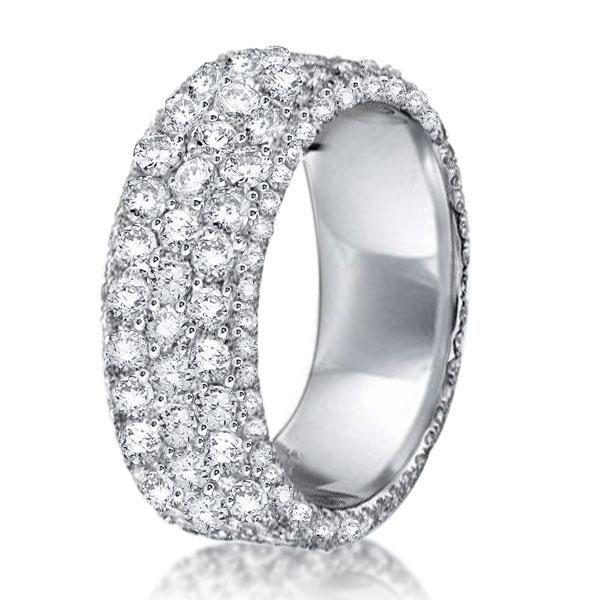 Micropave Eternity Wedding Band - Created White Sapphire - Sterling Silver