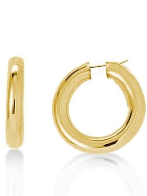 18K Gold Plated Sterling Silver Hoop Earrings for Women with Latch Back