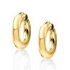 18K Gold Plated Sterling Silver Hoop Earrings for Women with Latch Back