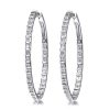 Dainty Baguette Hoop Earrings - 925 Sterling Silver, 3.20 CT