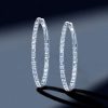 Dainty Baguette Hoop Earrings - 925 Sterling Silver, 3.20 CT
