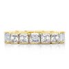 Golden Bezel Asscher Cut White Sapphire Wedding Band - 18K Gold Plated Sterling Silver