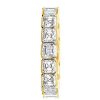 Golden Bezel Asscher Cut White Sapphire Wedding Band - 18K Gold Plated Sterling Silver