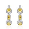 Yellow Topaz & Sapphire Halo Hoop Earrings - Sterling Silver