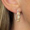 Yellow Topaz & Sapphire Halo Hoop Earrings - Sterling Silver