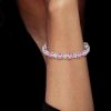 Cushion Cut White & Pink Stone 925 Sterling Silver Bracelet - Wedding Jewelry