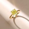 Golden Yellow Topaz Cushion Cut Solitaire Engagement Ring - 18K Gold Plated Sterling Silver