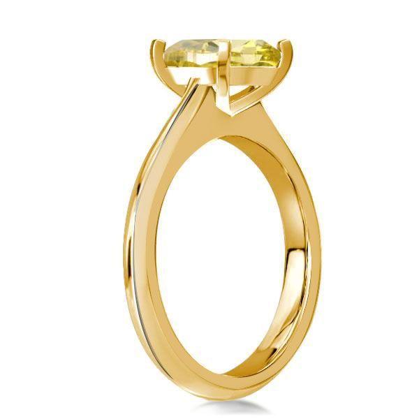 Golden Yellow Topaz Cushion Cut Solitaire Engagement Ring - 18K Gold Plated Sterling Silver