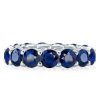 Blue Sapphire Eternity Wedding Band - 925 Sterling Silver U-Prong Setting