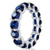 Blue Sapphire Eternity Wedding Band - 925 Sterling Silver U-Prong Setting