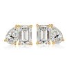 Emerald & Pear Toi Et Moi Stud Earrings - 18K Gold Plated Sterling Silver