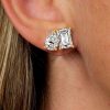 Emerald & Pear Toi Et Moi Stud Earrings - 18K Gold Plated Sterling Silver