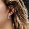 Asscher Cut Hoop Earrings - Sterling Silver Hinged Hoops