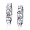 Asscher Cut Hoop Earrings - Sterling Silver Hinged Hoops