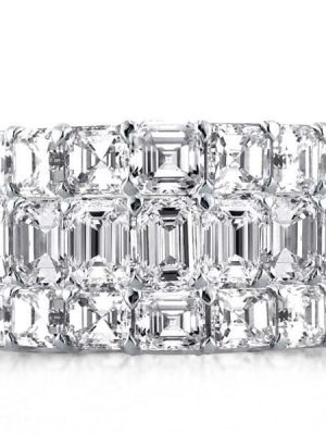 Triple Row Eternity Wedding Band, 6.50 CT. TW. Created White Sapphire, 925 Sterling Silver
