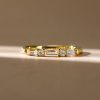 Baguette & Round Cut Half Eternity Wedding Band in Sterling Silver