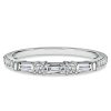 Baguette & Round Cut Half Eternity Wedding Band in Sterling Silver