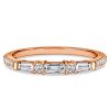Baguette & Round Cut Half Eternity Wedding Band in Sterling Silver
